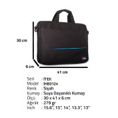 İTEK 15.6 İHB0124 Laptop El Çantası Su Geçirmez Siyah -Mavi Aksılı - 2