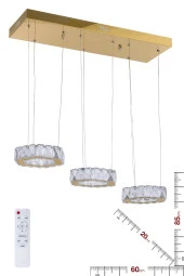 Ala Aydınlatma Plaket Kristal Taşlı GOLD Paslanmaz Ledli Kumandalı Avize AL-581-3S GOLD0 thumbnail 1