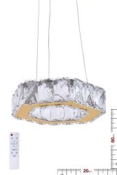 Ala Aydınlatma Plaket Kristal Taşlı GOLD Paslanmaz Ledli Kumandalı Avize AL-581-3S GOLD0 thumbnail 2