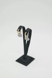 Zirkon Taşlı Kalp Çelik Küpe - 2