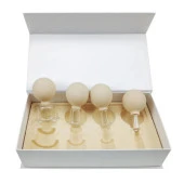 Silikon Vakumlu Cam Yüz Masaj Kupası 4'lü Set Bej Renk thumbnail 3