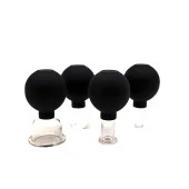 Silikon Vakumlu Cam Yüz Masaj Kupası 4'lü Set Siyah Renk thumbnail 3