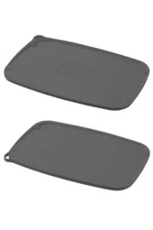 Flosoft Çift Taraflı Kaymaz Kendinden Rendeli Kesim Panosu, Asılabilir Geniş Kesme Tahtası 25x37 cm Füme - 3
