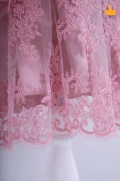 Babyhola Kız Bebek Bayramlık Uzun Kollu Mevlüt Kıyafeti Yenidoğan Dantelli Saten Abiye Elbise thumbnail 5