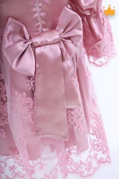 Babyhola Kız Bebek Bayramlık Uzun Kollu Mevlüt Kıyafeti Yenidoğan Dantelli Saten Abiye Elbise thumbnail 8