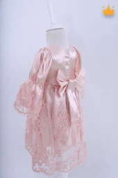 Babyhola Kız Bebek Bayramlık Uzun Kollu Mevlüt Kıyafeti Yenidoğan Dantelli Saten Abiye Elbise thumbnail 11