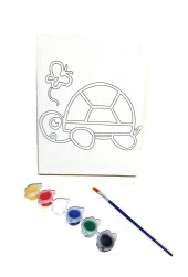 Hayal Sepeti Kaplumbağa MODEL Resimli Tuval 24x18  6lı boya, fırça Boyama seti - 1