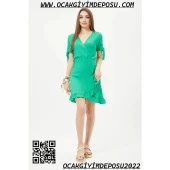 Kruvaze Yaka Elbise - 10