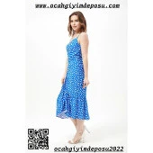 Önü Büzgülü İp Askılı Elbise - 7