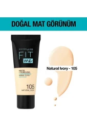 Maybelline New York  Fondöten Fit Me Matte Poreless Foundation 105 Natural Ivory - 2