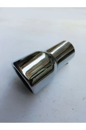 51 mm. Antipas iç kaplamalı önü kesik yuvarlak  ISLIK sesli sök/tak vidalı nikelaj egzoz eksoz ucu thumbnail 1