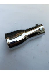 51 mm. Antipas iç kaplamalı oval ISLIK sesli sök/tak vidalı nikelaj egzoz eksoz ucu thumbnail 1