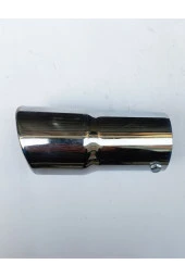 60 mm. Antipas iç kaplamalı önü kesik yuvarlak  ıslık sesli sök/tak vidalı nikelaj egzoz eksoz ucu thumbnail 1