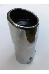 51 mm. Antipas iç kaplamalı önü kesik yuvarlak  RÜZGAR sesli sök/tak vidalı nikelaj egzoz eksoz ucu - 2
