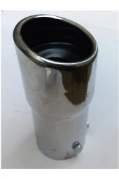 60 mm. Antipas iç kaplamalı önü kesik yuvarlak  ıslık sesli sök/tak vidalı nikelaj egzoz eksoz ucu thumbnail 2