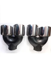 90 Mm Yassı Kesik Çiftli Sağ Sol Takım Egzoz Ucu thumbnail 2