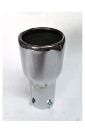 51 mm. Antipas iç kaplamalı Sök / Tak vidalı Yuvarlak SESSİZ nikelaj egzoz eksoz ucu thumbnail 3