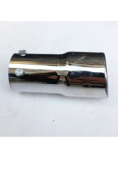 60 mm. Antipas iç kaplamalı önü kesik yuvarlak  ıslık sesli sök/tak vidalı nikelaj egzoz eksoz ucu thumbnail 3