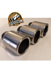 60 mm Paslanmaz Krom içi boş önü düz yuvarlak tekli egzoz ucu thumbnail 3