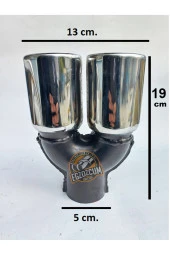 60 mm. Krom eşit yuvarlak (dual) önü kesik paslanmaz sessiz egzoz eksoz ucu thumbnail 4