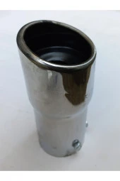 51 mm. Antipas iç kaplamalı önü kesik yuvarlak  ISLIK sesli sök/tak vidalı nikelaj egzoz eksoz ucu thumbnail 3