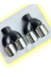 76 mm. Krom düz eşit (dual) çift çıkışlı paslanmaz içi borulu TAKIM egzoz eksoz ucu (2 ADET) Uyumlu thumbnail 2