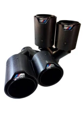 90 mm. SAĞ / SOL TAKIM Dual çıkış Karbon Akrapoviç Msport logolu egzoz eksoz ucu (2 ADET) thumbnail 1