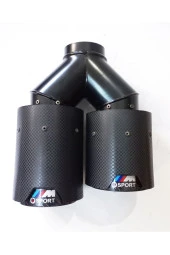90 mm. SAĞ / SOL TAKIM Dual çıkış Karbon Akrapoviç Msport logolu egzoz eksoz ucu (2 ADET) thumbnail 2