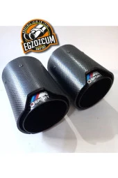 90 mm. Akrapoviç Karbon tekli Msport Uyumlu logolu egzoz eksoz ucu thumbnail 2