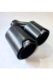 90 mm. SAĞ / SOL TAKIM Dual çıkış Karbon Akrapoviç Msport logolu egzoz eksoz ucu (2 ADET) thumbnail 3