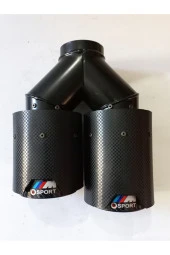 90 mm. SAĞ / SOL TAKIM Dual çıkış Karbon Akrapoviç Msport logolu egzoz eksoz ucu (2 ADET) thumbnail 4