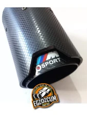 90 mm. Akrapoviç Karbon tekli Msport Uyumlu logolu egzoz eksoz ucu thumbnail 4