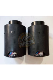 90 mm. Akrapoviç Karbon tekli Msport Uyumlu logolu egzoz eksoz ucu thumbnail 5