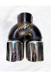 76 mm. Krom düz eşit (dual) çift çıkışlı paslanmaz içi boş egzoz eksoz ucu 2 ADET TAKIM thumbnail 3