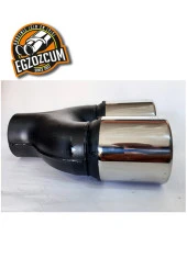 76 mm. Krom düz eşit (dual) çift çıkışlı paslanmaz içi boş egzoz eksoz ucu 2 ADET TAKIM thumbnail 5