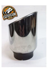 90 mm. Paslanmaz Krom içi boş önü kesik yuvarlak tekli egzoz eksoz ucu thumbnail 1