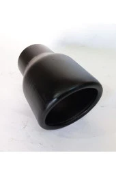 Siyah Antipas kaplamalı nikelaj tekli Önü kesik egzoz eksoz ucu 60 mm thumbnail 1