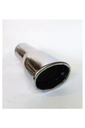 Antipas iç kaplamalı Rüzgar sesli 51 Uyumlu mm yassı nikelaj tekli egzoz eksoz ucu thumbnail 1