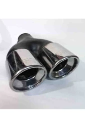 76 mm. ÇİFTLİ İÇİ DOLU EŞİT KROM EGZOZ EKSOZ UCU thumbnail 1
