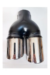 76 mm.  Uyumlu  ÇİFTLİ İÇİ DOLU SOL KROM EGZOZ EKSOZ UCU thumbnail 1