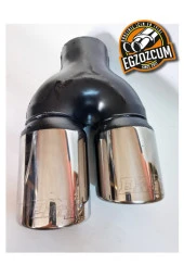 76 mm. ÇİFTLİ İÇİ DOLU SAĞ KROM EGZOZ EKSOZ UCU thumbnail 1