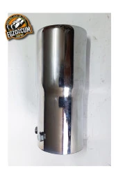 Antipas iç kaplamalı Rüzgar sesli 60 mm nikelaj tekli egzoz eksoz ucu thumbnail 3