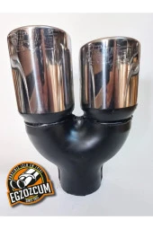 76 mm.  Uyumlu  ÇİFTLİ İÇİ DOLU SOL KROM EGZOZ EKSOZ UCU thumbnail 3