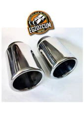 Paslanmaz Krom tekli 76 mm. Egzoz eksoz ucu başlığı thumbnail 4