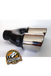 76 mm.  Uyumlu  ÇİFTLİ İÇİ DOLU SOL KROM EGZOZ EKSOZ UCU thumbnail 4