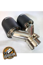 90 mm. Akrapoviç Egsoz eksoz Ucu DUAL Çiftli Mat Karbon SOL taraf thumbnail 2