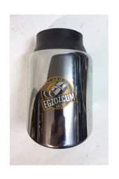 90 mm. Paslanmaz Krom içi boş önü kesik yuvarlak tekli egzoz eksoz ucu thumbnail 3