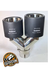 90 mm. Akrapoviç Egsoz eksoz Ucu DUAL Çiftli Mat Karbon SOL taraf thumbnail 4