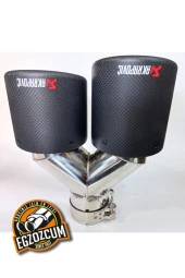 90 mm. Akrapoviç Egsoz eksoz Ucu DUAL Çiftli Mat Karbon SAĞ/SOL Uyumlu TAKIM thumbnail 3