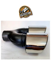 100 mm. Paslanmaz krom yassı çiftli SAĞ/SOL egzoz eksoz ucu (çapraz eşit) thumbnail 4